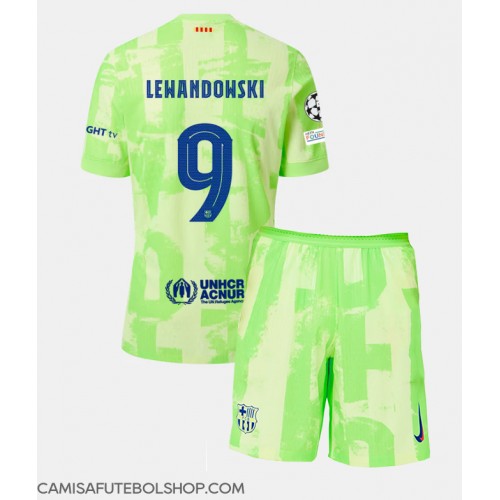 Camisa de time de futebol Barcelona Robert Lewandowski #9 Replicas 3º Equipamento Infantil 2024-25 Manga Curta (+ Calças curtas)